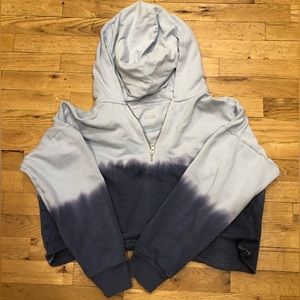 Aerie Blue Ombré Cropped Hoodie Size Large